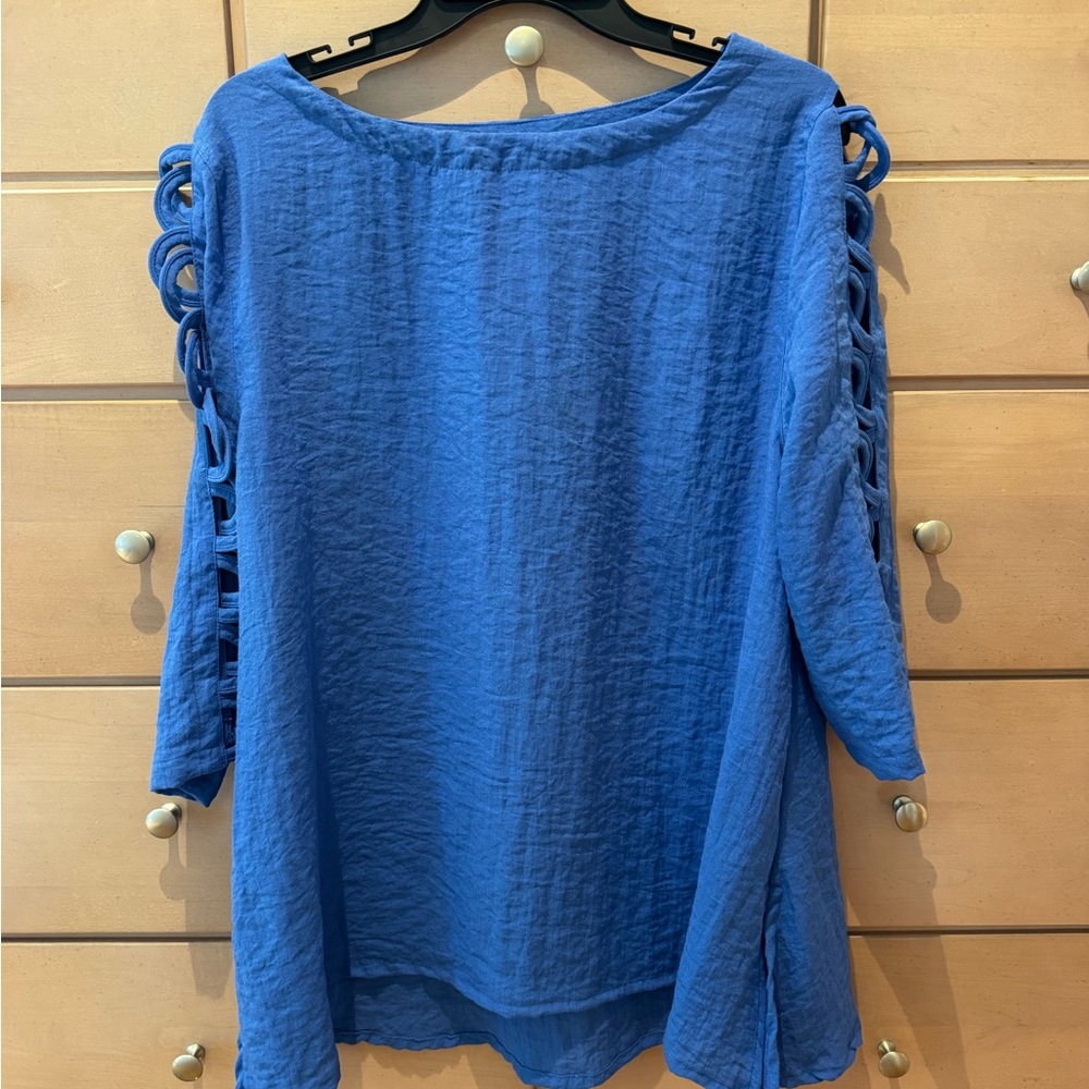 Lulu-B Cobalt Blue Ladder-Sleeve Tunic Size Large